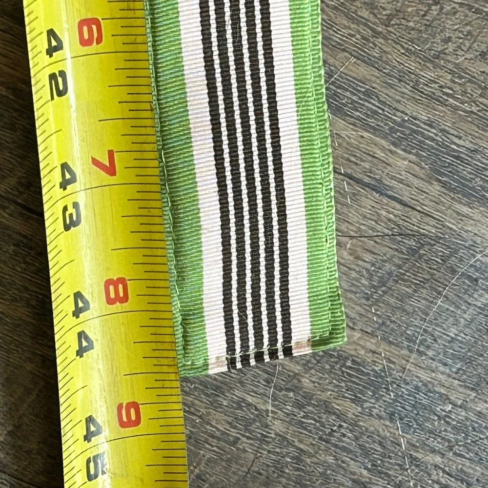 J. Crew Pink/ Green Striped Grosgrain‎ Ribbon D-Ring Belt M/L  Brass Hardware
